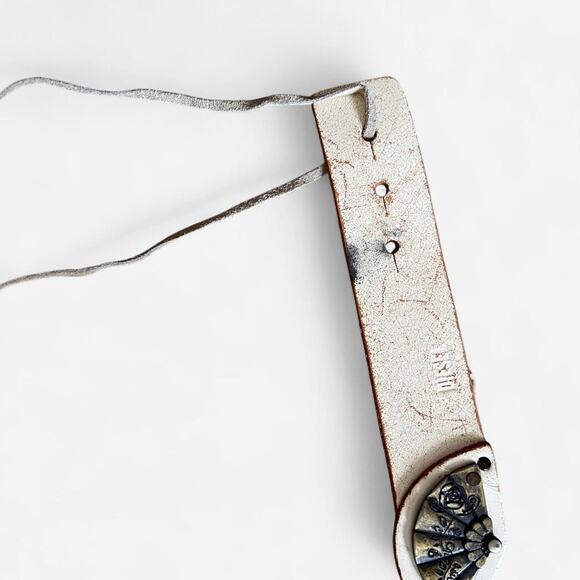 Rare Vintage Diesel Statement Leather Belt with Jewel & Fan Detail –Unique Piece - Picture 4 of 6